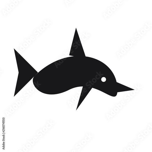 Black silhouette dolphin fish marine animal vector graphic icon with silhouette
