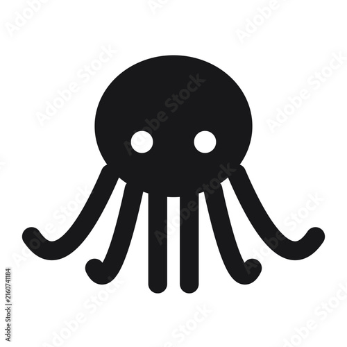Cute black silhouette octopus sea animal graphic vector icon with silhouette