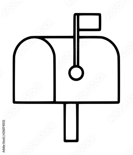 Fotografía Hand-drawn black outline vector illustration of a classic American curbside mail