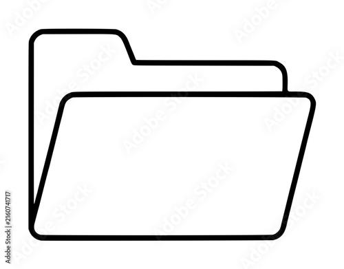 Minimalist hand-drawn folder file icon vector illustration outline with clean black strokes on white background depicting classic office organizer for documents and archives
