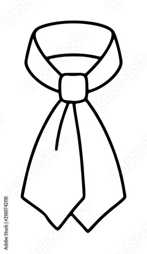 Bild auf Leinwand Hand-drawn black line vector icon of a classic men's ascot tie with knotted cent