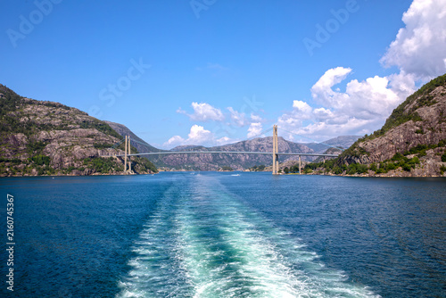 Lysefjord Bridge Across the Fjord near Forsand, Norway
