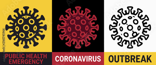 Virus Particles Illustrated in Bold Graphic Design on Colored Backgrounds