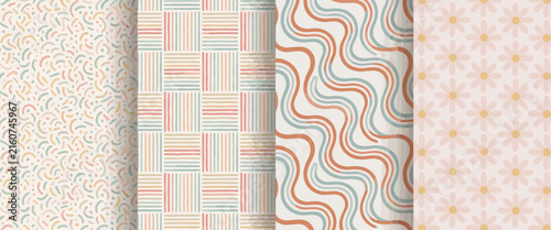 Vintage Retro Patterns Collection in Pastel Tones