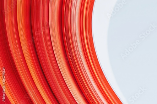Abstract crimson arc system with parallel curved lines, featuring a smooth color gradient and clean geometric precision for modern backgrounds