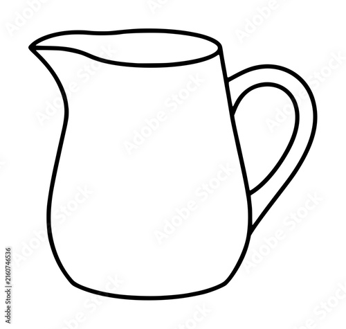 Bild auf Leinwand Minimalist vector icon illustration of a classic milk pitcher or ceramic creamer jug with a smooth handle and elegant spout, perfect for kitchen, cafe, breakfast, or dairy-themed graphic design