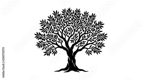 Stylized Olive Tree Silhouette Vector Illustration