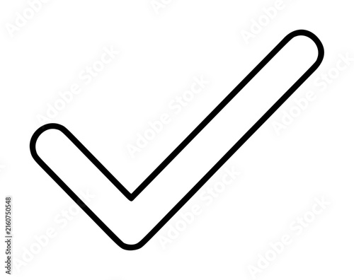Hand-drawn check mark vector icon outlined as a minimalist handwritten tick symbol for verification confirmation approval checklist task completion success indication graphic resource illustration