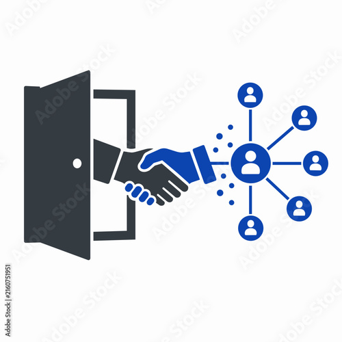 Business Handshake with Digital Network Connection Illustration