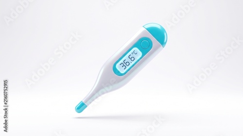 Digital thermometer displaying normal body temperature reading of 36.6°C for medical use
