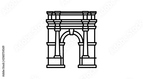 Triumphal Arch Outline Vector Illustration