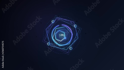 A vibrant blue and purple hexagonal graphic with a 76% counter at its core, set against a dark background, depicts advanced data analysis.