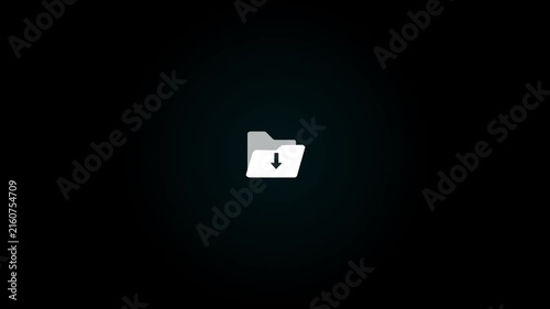 Folder icon with downloading files animation isolated on white background