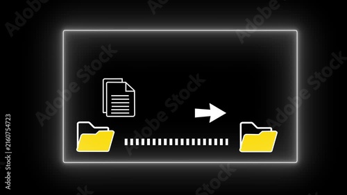 File transfer computer folder to folder with loding, File sharing file exchange File copying and pasting upload and download concept, clipping path Transferring Document, Video, image and PDF Files,
