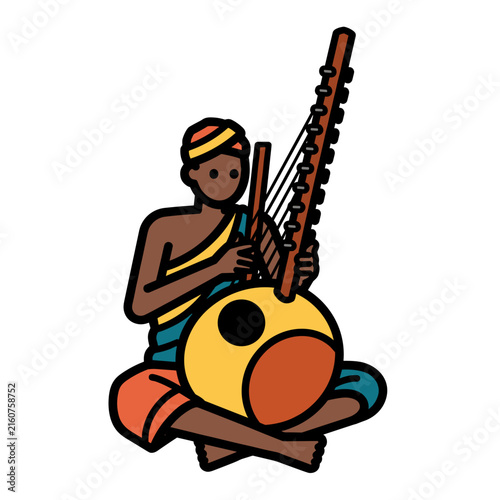 Musician Playing Kora Instrument African Traditional Music