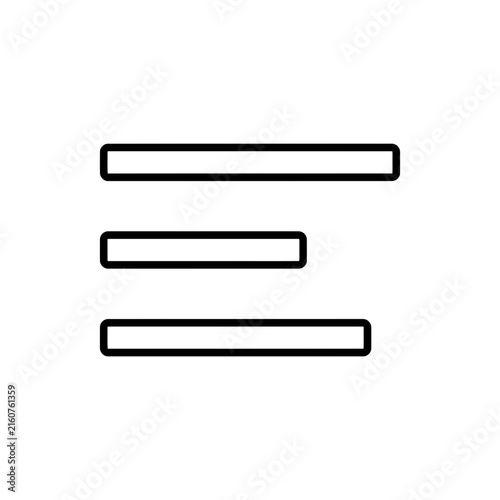 Minimalist align left text icon with horizontal lines for user interface design