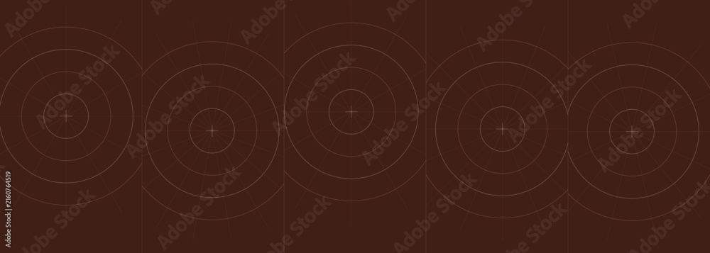Fototapeta premium A sequence of five minimalist concentric circle patterns on brown background