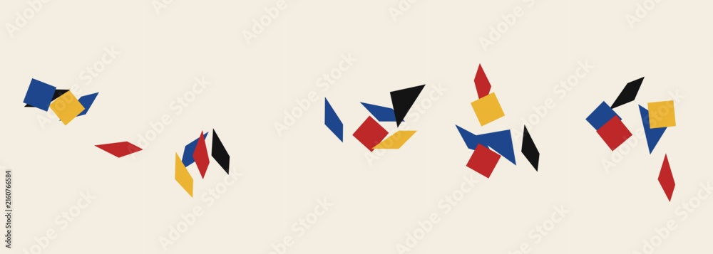 Obraz premium Abstract composition featuring floating geometric shapes on a neutral background