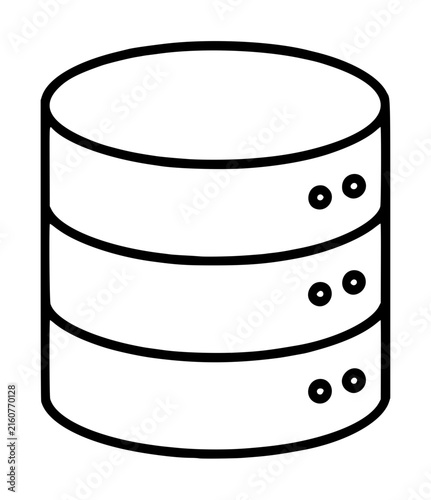 Bild auf Leinwand Hand-traced black and white vector illustration of a stacked cylindrical data st