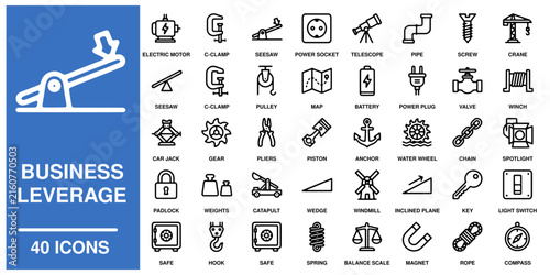 Business leverage collection, 40 symbols for corporate use