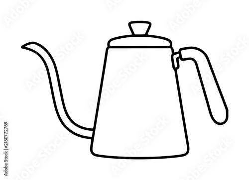 Bild auf Leinwand Hand-drawn black outline vector icon of a classic gooseneck pour-over coffee ket