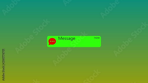 Message Notification Popup Animation – Green Chat Alert with Red Speech Bubble on Gradient Background 4K
