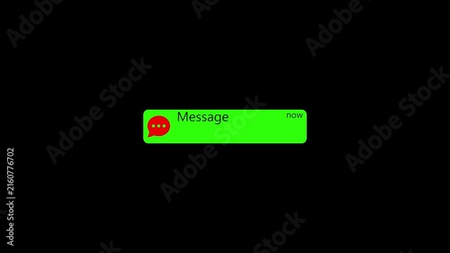 looping mobile message notification bounce animation. Message Notification Popup Animation – Green Chat Alert with Red Speech Bubble on Gradient Background 4K