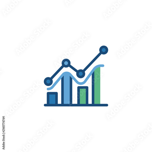 Simple line and bar graph icon for statistics.