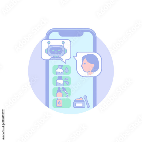 Skincare chatbot on mobile phone app interface.