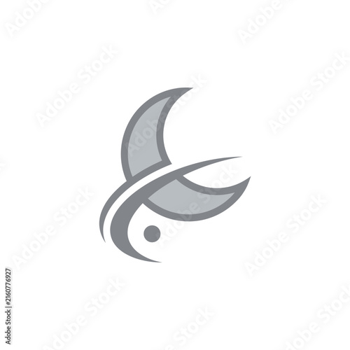 Sleek grey crescent moon swoosh logo design.