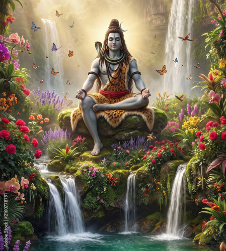 Dynamic Digital Artwork of Lord Shiva as Nataraja, the Cosmic Dancer