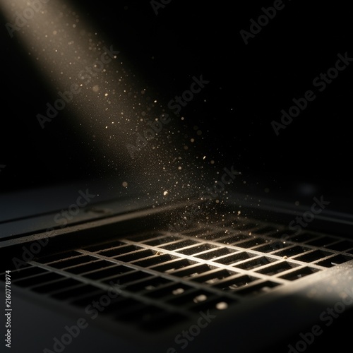 Dust Particles in Light Over Metal Vent Grille