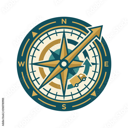 Strategic navigation compass icon with upward arrow.