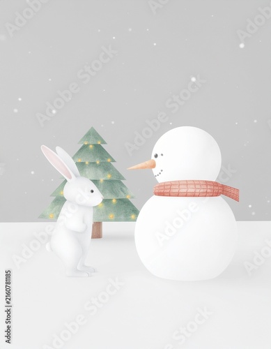 雪だるまとうさぎ
