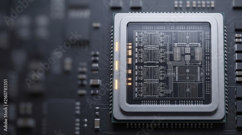 Advanced 3nm GAA logic processor microchip 3D illustration with copy space
