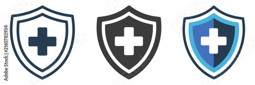 Foto medical shield icon set for healthcare protection and safety symbols