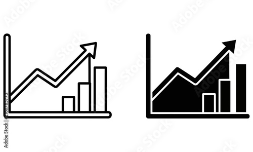 Stock market growth and recovery trend chart icons