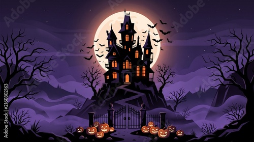 Fototapeta kuchenna halloween background with haunted house