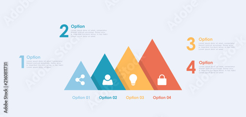 Chart infographic 4 point with pyramid shape increase size right direction for slide presentation