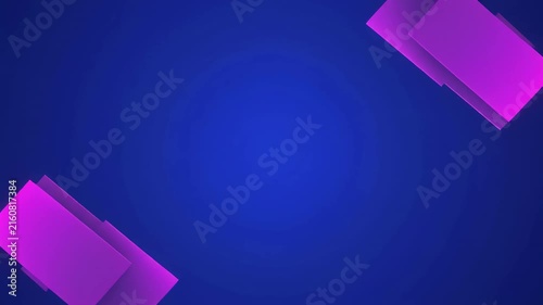 Abstract Geometric Shapes Animating in Neon Light Against Deep Blue Background