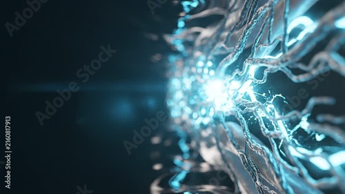 Cyan Bioluminescent Neural Fibers, Bio-Energy Matrix Void Background