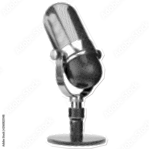 Retro Podcast Microphone Halftone Art