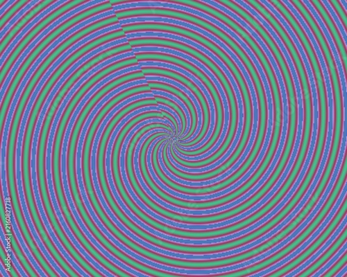 Psychedelic green and blue spiral pattern with concentric circles suitable for trippy visual effects and artistic digital graphic designs.