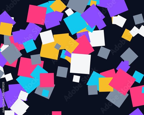 Scattered colorful squares and rectangles creating abstract playful background for design.