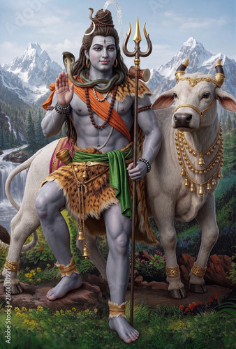Close-Up Portrait of Lord Shiva showing The Third Eye and Cobra
