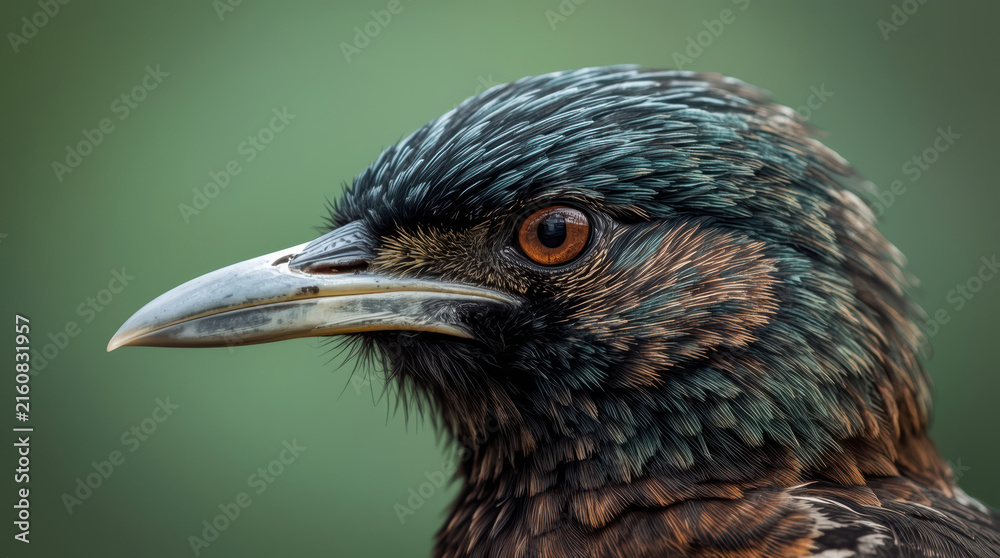 Naklejka premium Exotic bird portrait with striking feather detail and alert expression