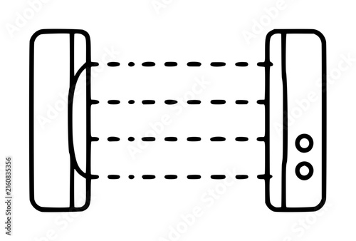Canvas Print Hand-traced vector icon illustration of a photocell sensor or photoelectric beam