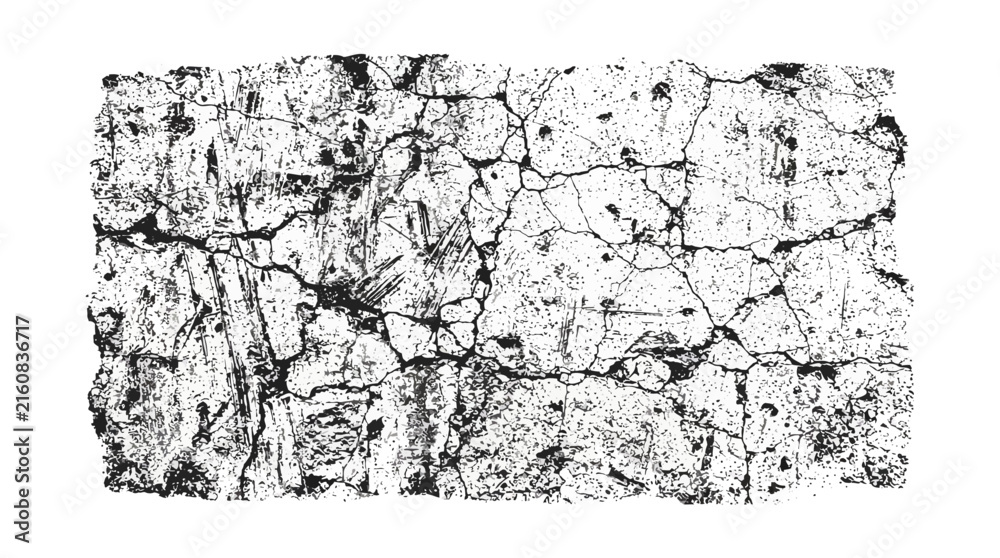 Fototapeta premium Abstract black and white grunge texture with cracks and distressed surface pattern.