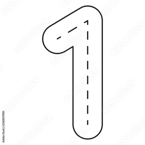 Number Tracing 0–10 clip art Preschool Educational 1 hand drawn black and white outline