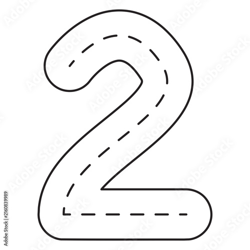 Number Tracing 0–10 clip art Preschool Educational 2 hand drawn black and white outline